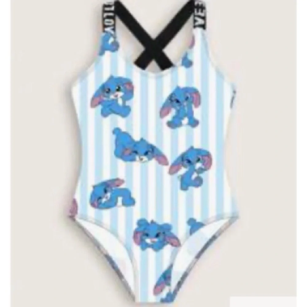Disney Lilo & Stitch Striped Blue and White Kids Swimwear